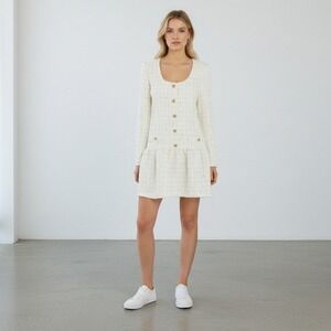 Amanda Uprichard Fallon Mini Dress Women S White Wool Blend Old Money Preppy NWT